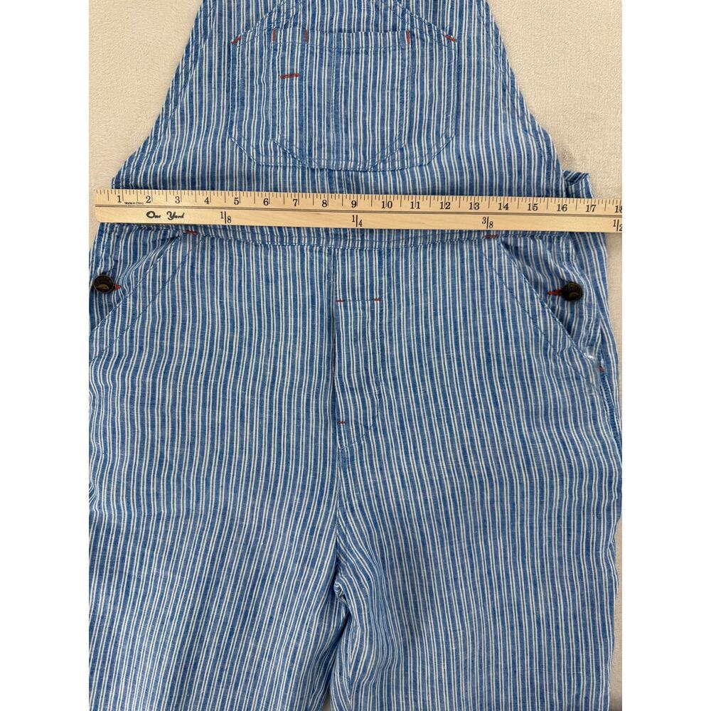 Faherty Blue Linen Mechanic Overalls Skyway Railroad Stripe Jumpsuit Small - Picture 7 of 11
